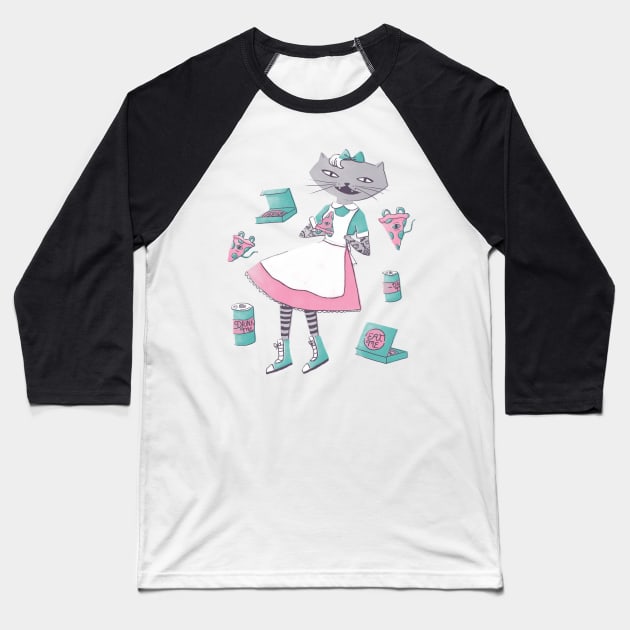 Dinah In Wonderland Baseball T-Shirt by MidnightCoffee